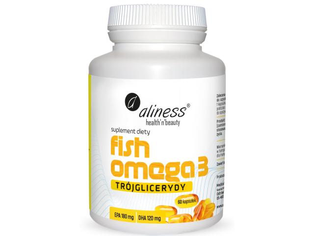 Aliness Fish Omega 3 Trójglicerydy EPA 180 mg, DHA 120 mg interakcje ulotka kapsułki miękkie  60 kaps.