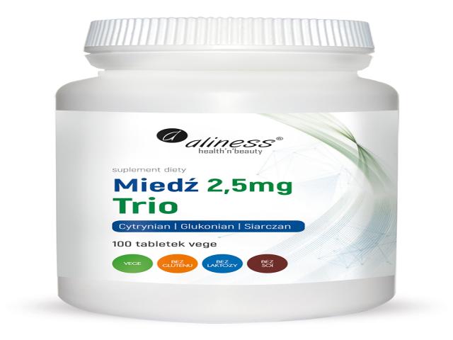 Aliness Miedź 2,5 mg Trio interakcje ulotka tabletki - 100 tabl.