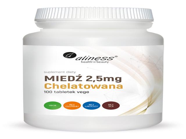 Aliness Miedź Chelatowana 2,5 mg interakcje ulotka tabletki - 100 tabl.