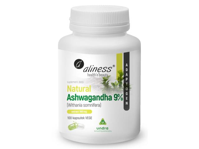 Aliness Natural Ashwaganda 9% interakcje ulotka kapsułki  100 kaps.