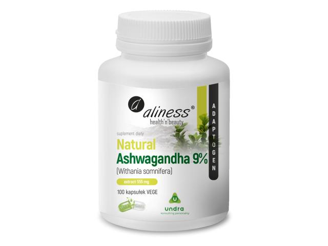 Aliness Natural Ashwagandha 9% interakcje ulotka kapsułki - 100 kaps.