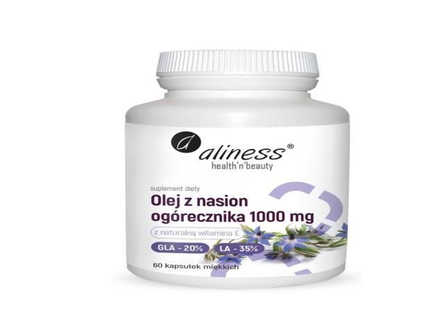 Aliness Olej Z Nasion Ogórecznika 1000 mg 20% GLA/35% LA interakcje ulotka kapsułki  60 kaps.