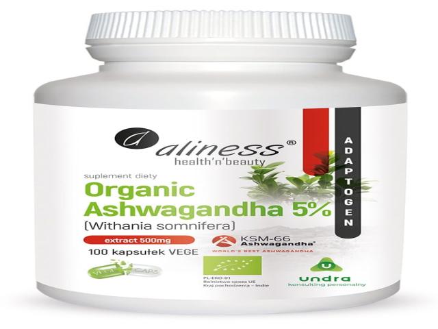 Aliness Organic Ashwagandha 5% interakcje ulotka kapsułki  100 kaps.