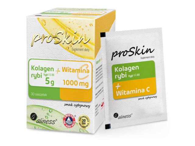 Aliness Proskin Kolagen Rybi 5 g + Witamina C 1000 mg interakcje ulotka saszetka - 30 sasz.
