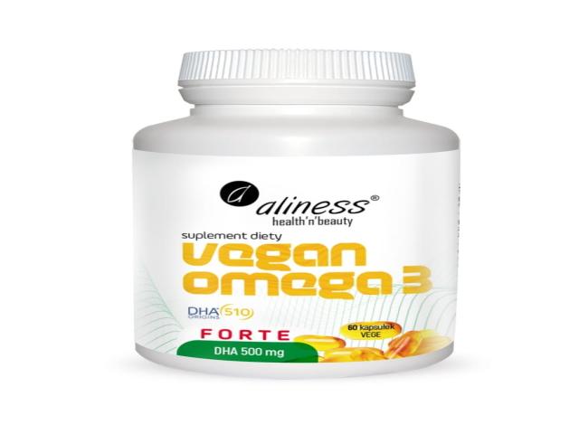 Aliness Vegan Omega 3 Forte DHA 500 mg interakcje ulotka kapsułki  60 kaps.