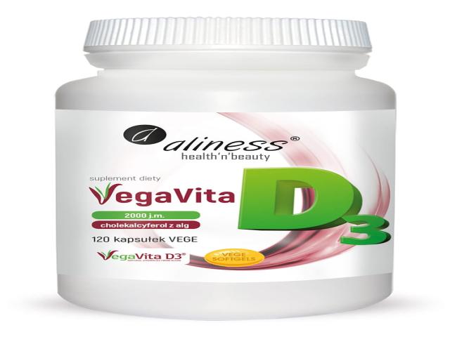 Aliness VegaVita D3 2000 j.m. interakcje ulotka kapsułki - 120 kaps.