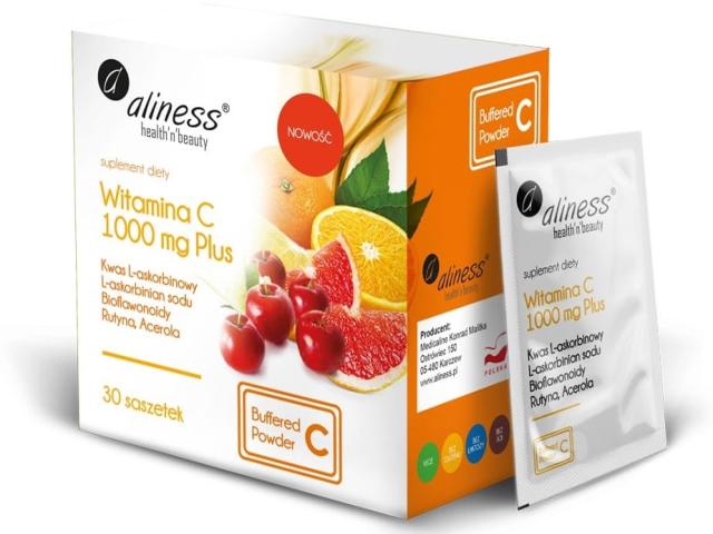 Aliness Witamina C 1000 mg Plus interakcje ulotka proszek  30 sasz.