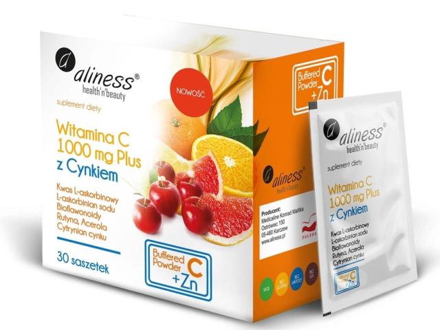 Aliness Witamina C 1000 mg Plus z cynkiem interakcje ulotka saszetka  30 sasz.