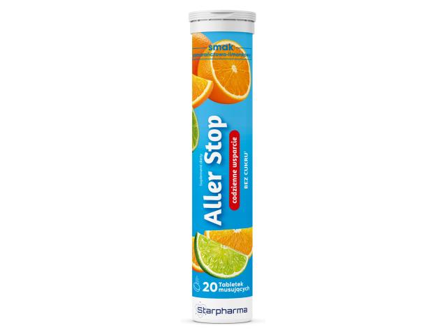 Aller Stop smak pomarańczowo-limonkowy bez cukru interakcje ulotka tabletki musujące - 20 tabl.