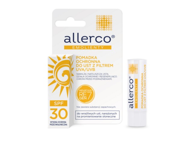 Allerco Pomadka ochronna SPF 30 UVA/UVB interakcje ulotka pomadka do ust - 4,9 g