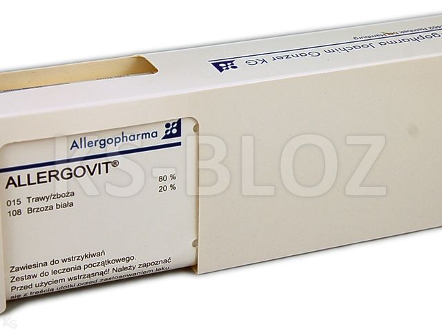 Allergovit Brzoza 35%, Olcha 30%, Leszczyna 35% stężenie A i B leczenie początkowe interakcje ulotka zawiesina do wstrzykiwań podskórnych  - 2 fiol. po 3 ml