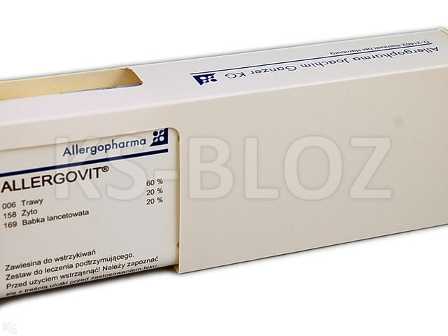 Allergovit Trawy 60%, Babka Lancetowata 20%, Żyto 20% stężenie B leczenie podtrzymujące interakcje ulotka zawiesina do wstrzykiwań podskórnych  - 1 fiol. po 3 ml