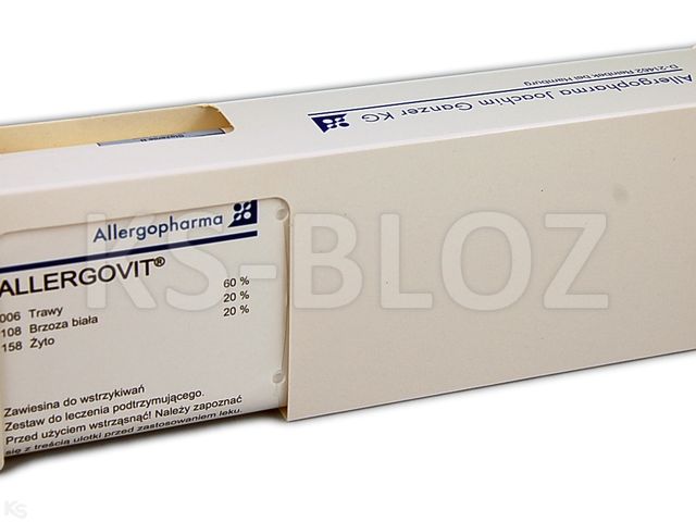 Allergovit Trawy 60%, Brzoza 20%, Żyto 20% stężenie B leczenie podtrzymujące interakcje ulotka zawiesina do wstrzykiwań podskórnych  - 1 fiol. po 3 ml