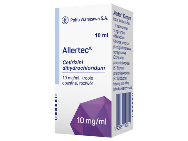 Allertec interakcje ulotka krople doustne, roztwór 10 mg/ml 10 ml