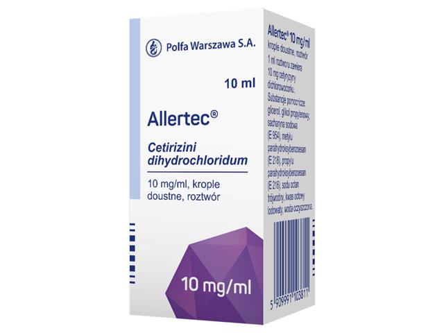 Allertec interakcje ulotka krople doustne, roztwór 10 mg/ml 