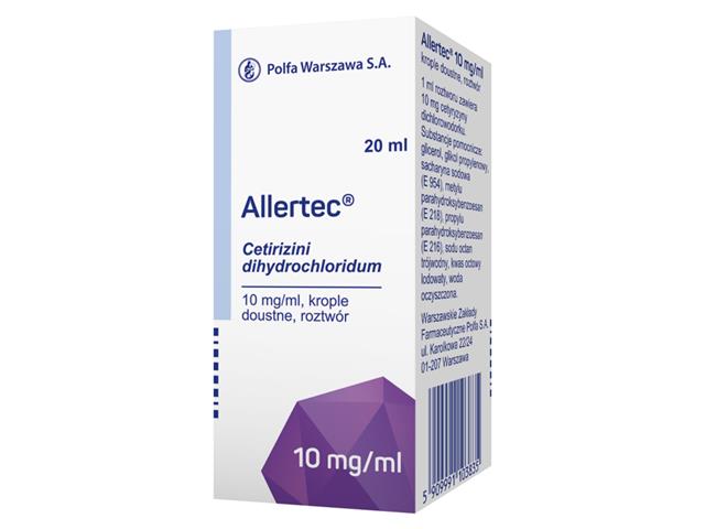 Allertec interakcje ulotka krople doustne, roztwór 10 mg/ml 