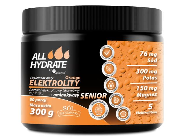 Allhydrate Elektrolity Senior orange + aminokwasy interakcje ulotka proszek - 300 g