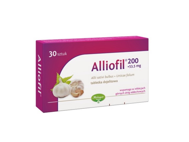 Alliofil interakcje ulotka tabletki dojelitowe 200mg+53,5mg 30 tabl. (2 blist. po 15 tabl.)