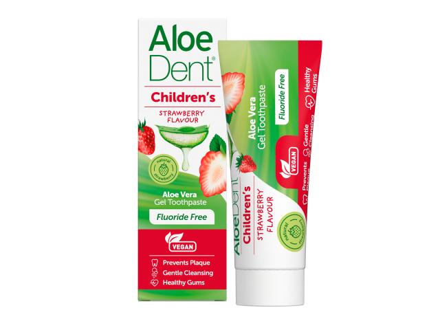 AloeDent Pasta do mycia zębów dla dzieci żelowa o smaku truskawkowym bez fluoru z aloesem interakcje ulotka pasta do zębów - 50 ml
