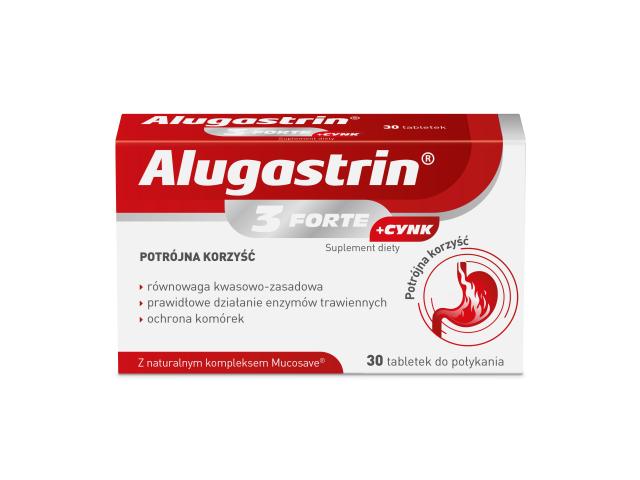 Alugastrin 3 Forte + Cynk interakcje ulotka tabletki - 30 tabl.