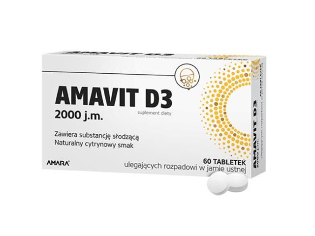 Amavit D3 2000 j.m. interakcje ulotka tabletki ulegające rozpadowi w jamie ustnej  60 tabl.