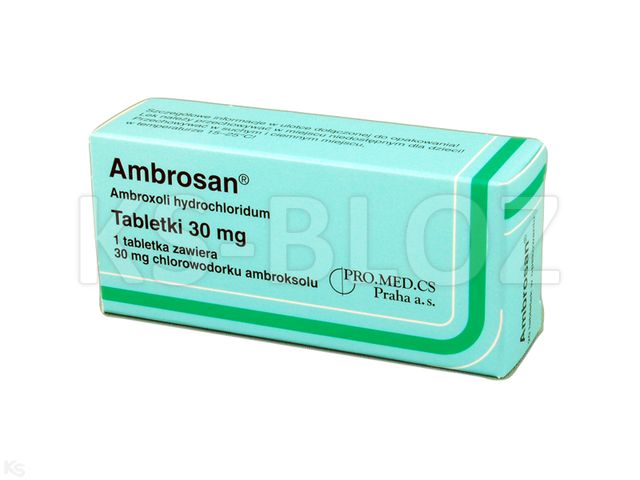 Ambrosan interakcje ulotka tabletki 30 mg 20 tabl. | (2 blist. po 10 tabl.)