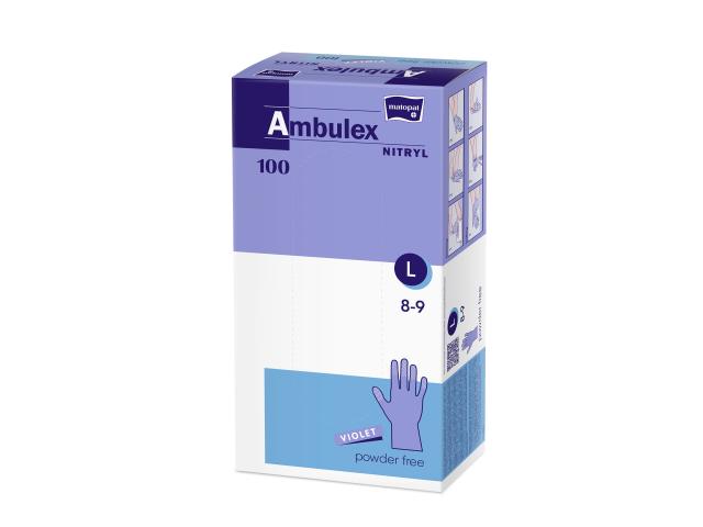 Ambulex Nitryl Rękawice niejałowe medyczne ochronne bezpudrowe jednorazowe violet L interakcje ulotka rękawice - 100 szt.