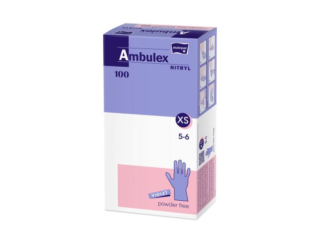 Ambulex Nitryl Rękawice niejałowe medyczne ochronne bezpudrowe jednorazowe violet XS interakcje ulotka rękawice - 100 szt.