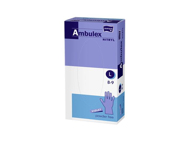 Ambulex Rękawice ochronne nitryl jednorazowe violet L interakcje ulotka rękawice - 100 szt. (50 par)
