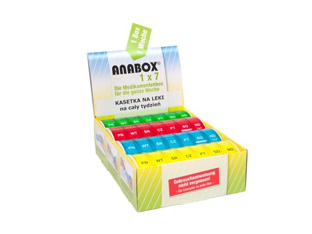 ANABOX Kasetka na leki 1x7 display interakcje ulotka kasetka - 12 szt.