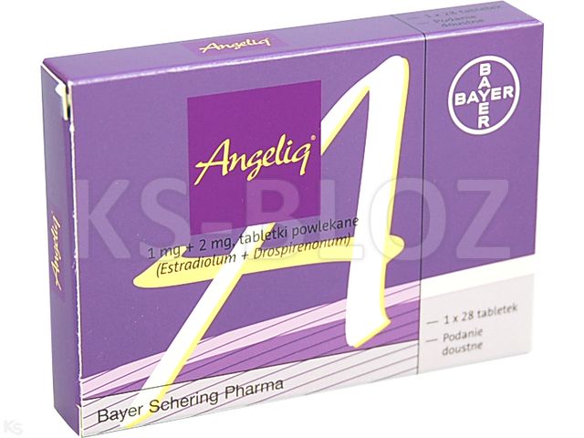 Angeliq interakcje ulotka tabletki powlekane 1mg+2mg 28 tabl.