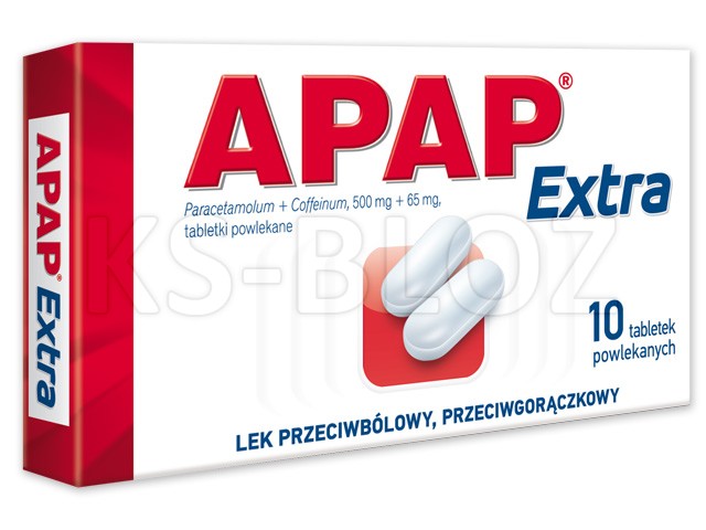 Apap Extra interakcje ulotka tabletki powlekane 500mg+65mg 10 tabl.