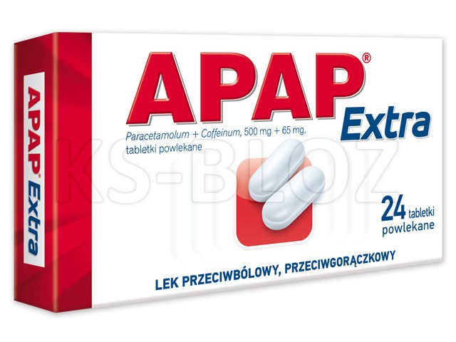 Apap Extra interakcje ulotka tabletki powlekane 500mg+65mg 24 tabl. (4 blist. po 6 tabl.)