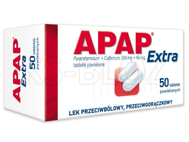Apap Extra interakcje ulotka tabletki powlekane 500mg+65mg 50 tabl.