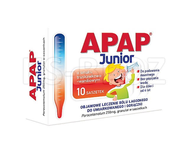 Apap Junior interakcje ulotka granulat 250 mg 10 sasz.