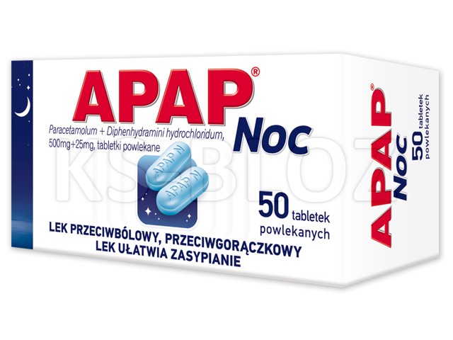 Apap Noc interakcje ulotka tabletki powlekane 500mg+25mg 50 tabl. (słoik)