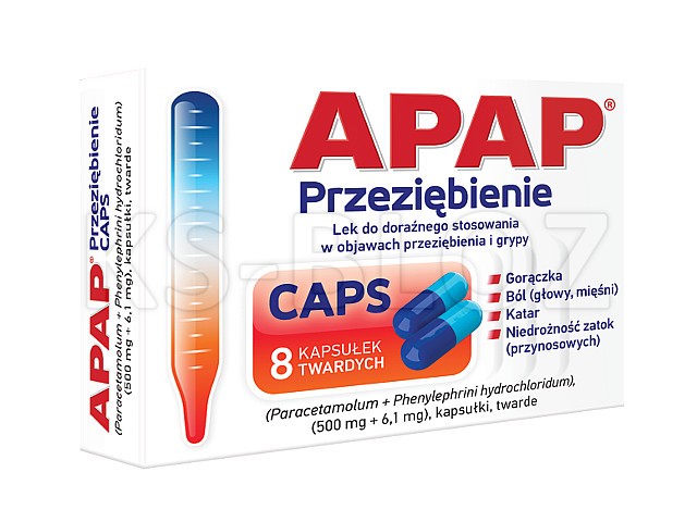 Apap Przeziębienie Caps interakcje ulotka kapsułki twarde 500mg+6,1mg 8 kaps.