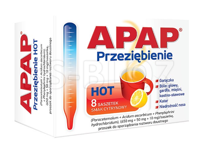 Apap Przeziębienie (Hot) interakcje ulotka proszek do sporządzania roztworu (650mg+50mg+10mg)/sasz. 8 sasz.