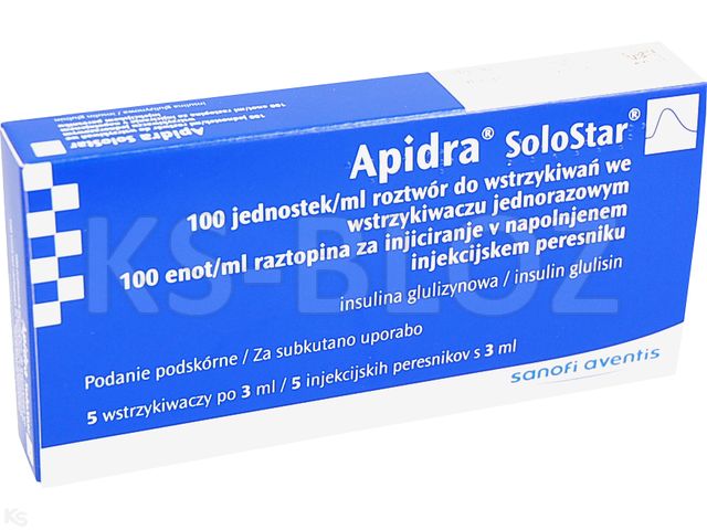 Apidra Solostar interakcje ulotka roztwór do wstrzykiwań 100 j.m./ml 