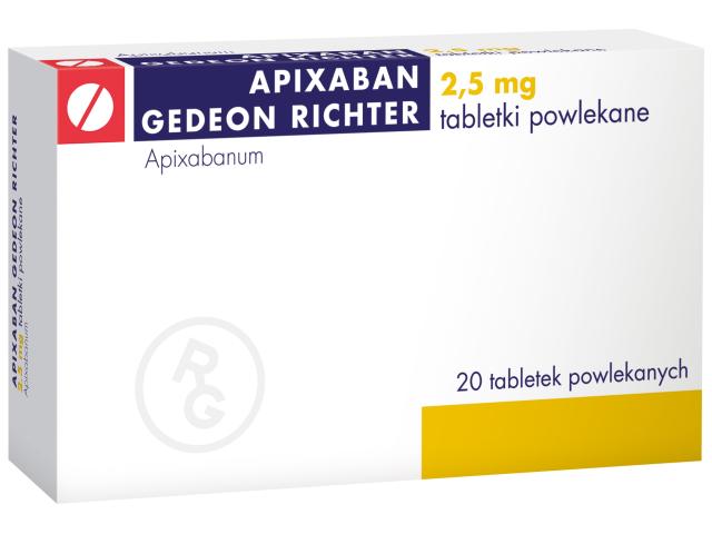 Apixaban Gedeon Richter interakcje ulotka tabletki powlekane 2,5 mg 20 tabl. (blist.)