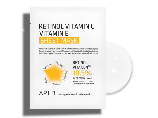 APLB Retinol Vitamin C Vitamin E Sheet Mask Maska do twarzy w płachcie interakcje ulotka maska - 25 g