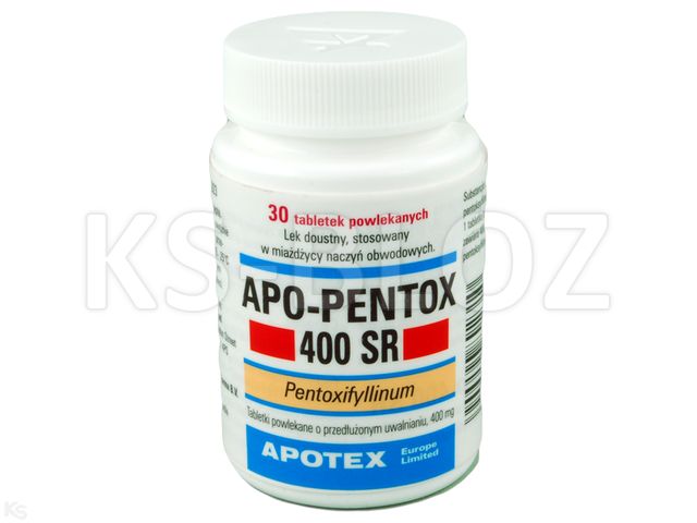 Apo-Pentox 400 SR interakcje ulotka tabletki powlekane o przedłużonym uwalnianiu 0,4 g 30 tabl.