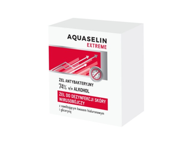 AQUASELIN EXTREME Żel antybak. 74% d/dezynfekcji skóry wirusobójczy BOX PREPARAT interakcje ulotka żel  10 sasz. po 2 g