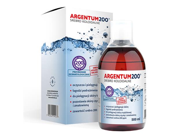 Argentum 200 Srebro Koloidalne Tonik 200 ppm interakcje ulotka   500 ml