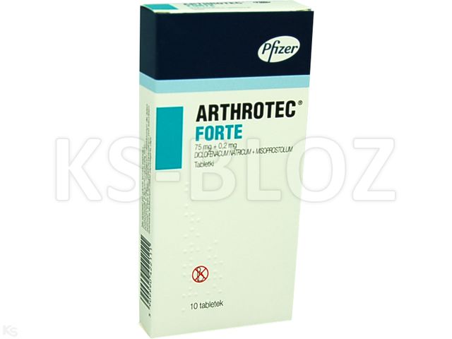 Arthrotec Forte interakcje ulotka tabletki 75mg+200mcg 10 tabl.