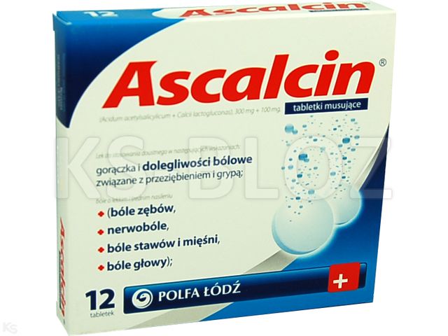 Ascalcin interakcje ulotka tabletki musujące 300mg+100mg Ca2+ 12 tabl.
