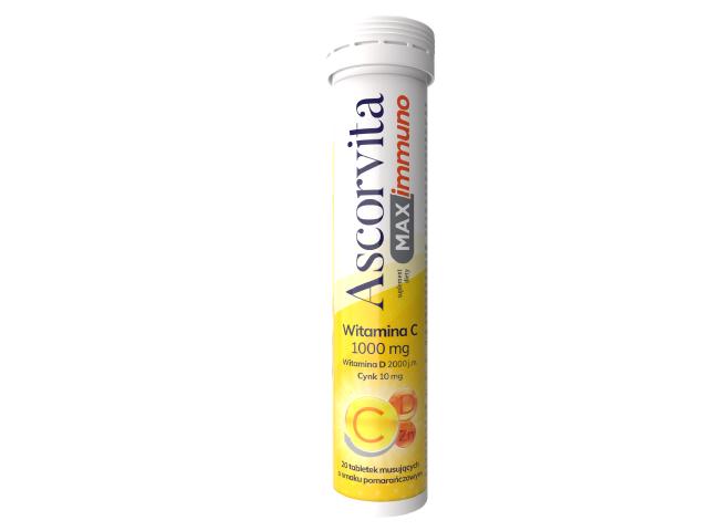 Ascorvita Max Immuno interakcje ulotka tabletki musujące 20 tabl.