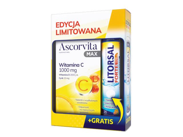 Ascorvita Max + Litorsal Forte mango-marakuja interakcje ulotka zestaw  30 tabl. (+ 20 tabl.)