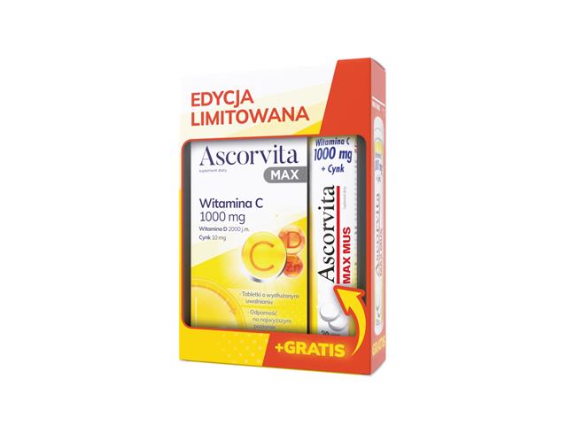 Ascorvita Zestaw (Max + Max Mus) interakcje ulotka zestaw - 30 tabl. (+ 20 tabl.)