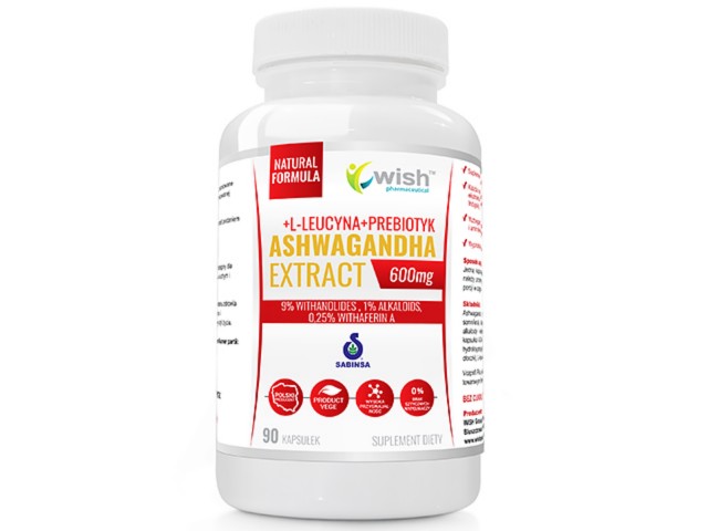 Ashwagandha 600 mg Ekstrakt interakcje ulotka kapsułki  90 kaps.